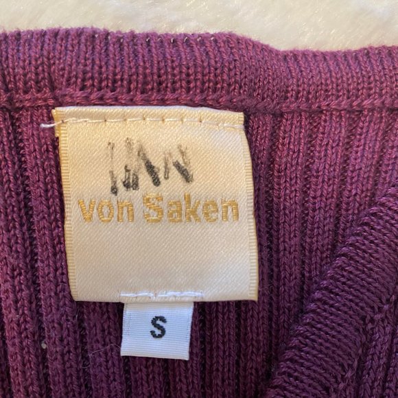 ***PRICE DROP  Von Saken, purple tank sweater w/rhinestone accents on straps; S - Picture 4 of 6